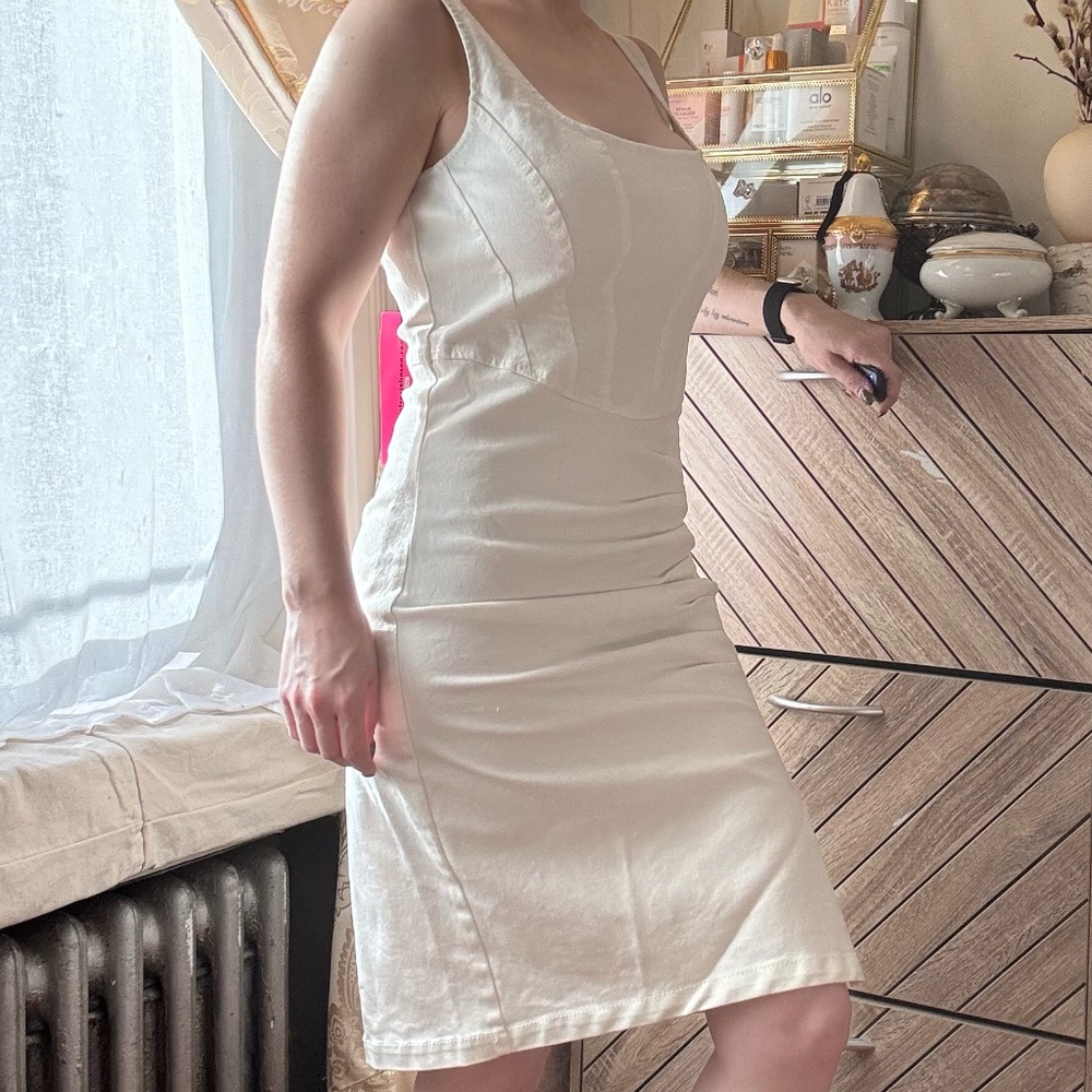 NWT Betsey Johnson - White Cotton/Linen Corset Dress